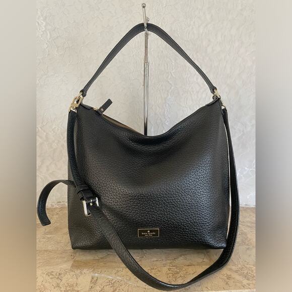 KATE SPADE black white edge hobo shoulder bag - Picture 1 of 9